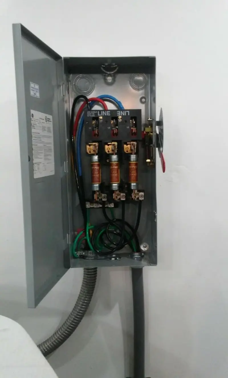 Three-phase disconnect switch installed for Smoke Detector Installation in Newbury